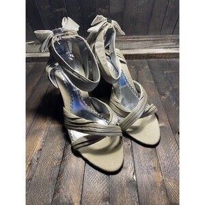 Torte Caliente Women's Sz 7.5 M Open Toe Ankle Strap Zip Back High Heel Shoes